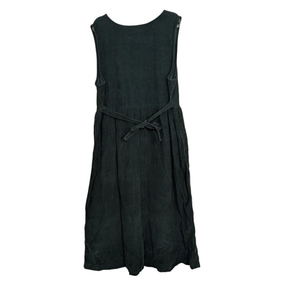 Talbots Corduroy Midi Shirt Dress Womens Size 12 Green Cotton Pockets Sleeveless - Picture 6 of 9